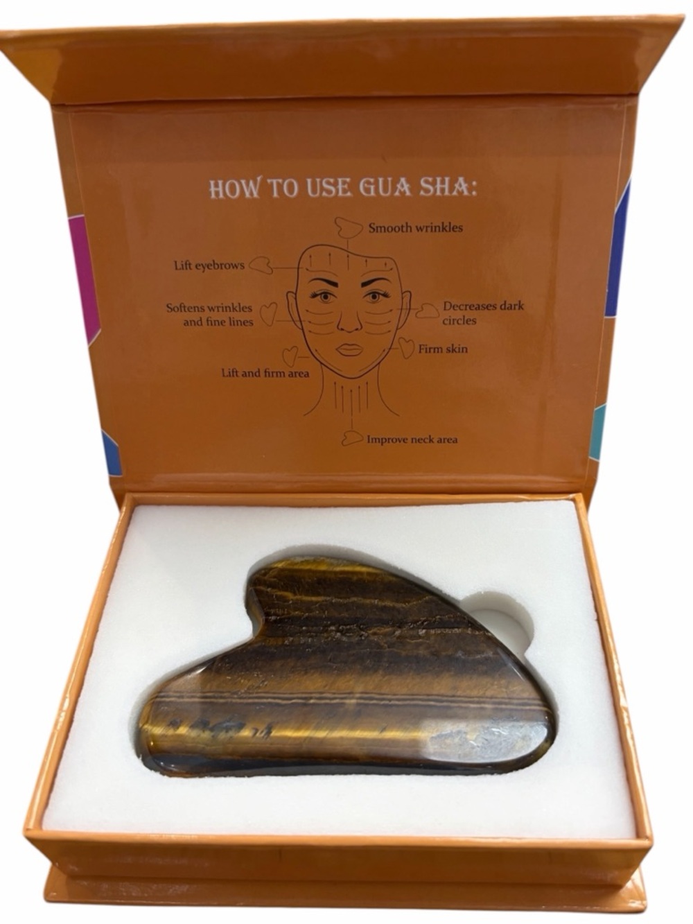 Gua Sha Facial Massage Tool - Brown Tiger Eye Stone